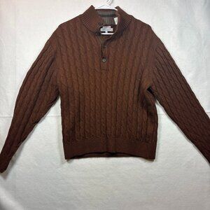 Alex Cannon Heavy Cotton Jumper Cable Knit Blue Sweater - Mens Small